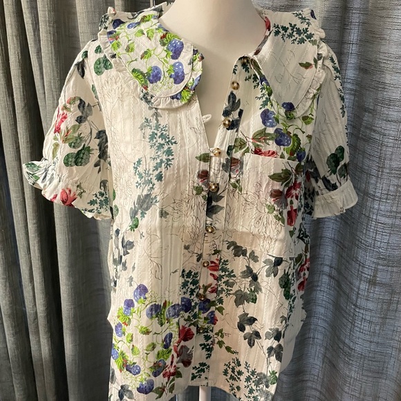 Pilcro by Anthropologie The Kiera Collard Button Front Blouse Size Small NWT - Picture 3 of 11